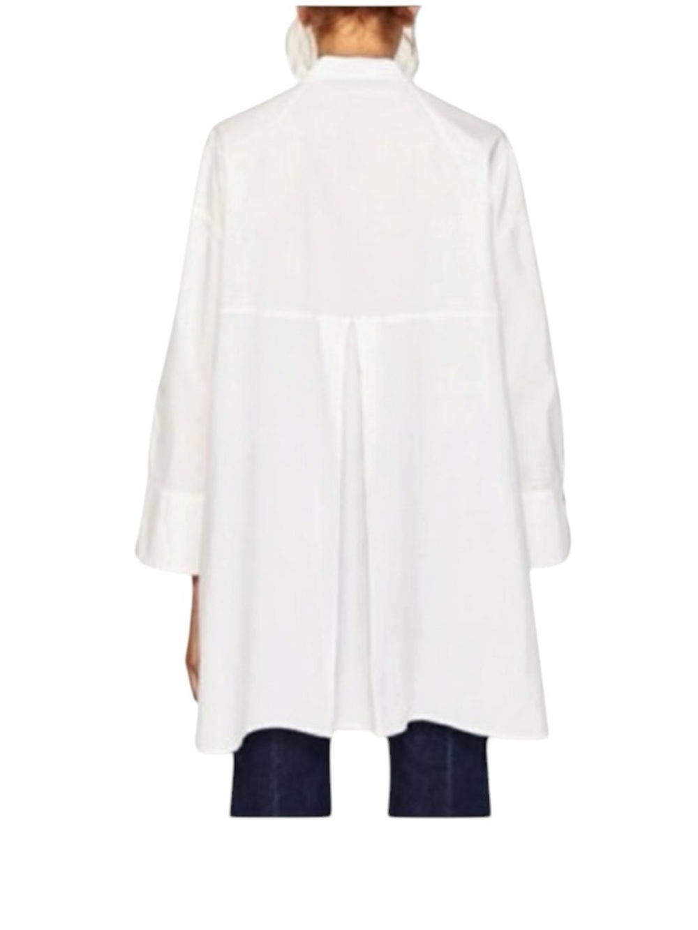 ZARA Jeweled Bug Blouse White Embroidered Oversized Smock Cotton Top Large NWT - Picture 3 of 10